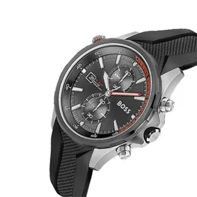 Hugo Boss Men's Grey Dial Black Silicone Watch